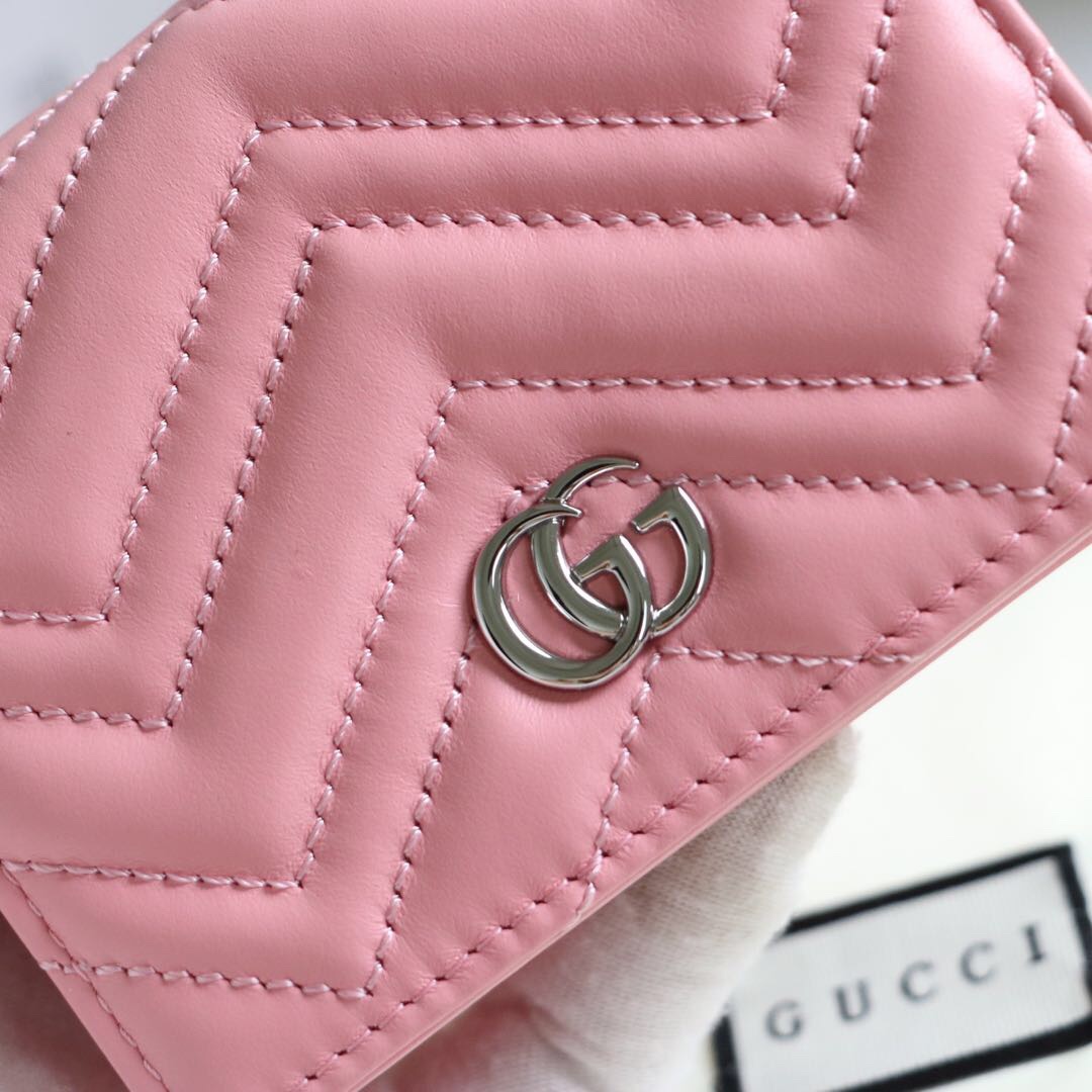 Gvc*1 gg marmont card case wallet pink pastel ‎625693 11 x 8.5 x 3 cm