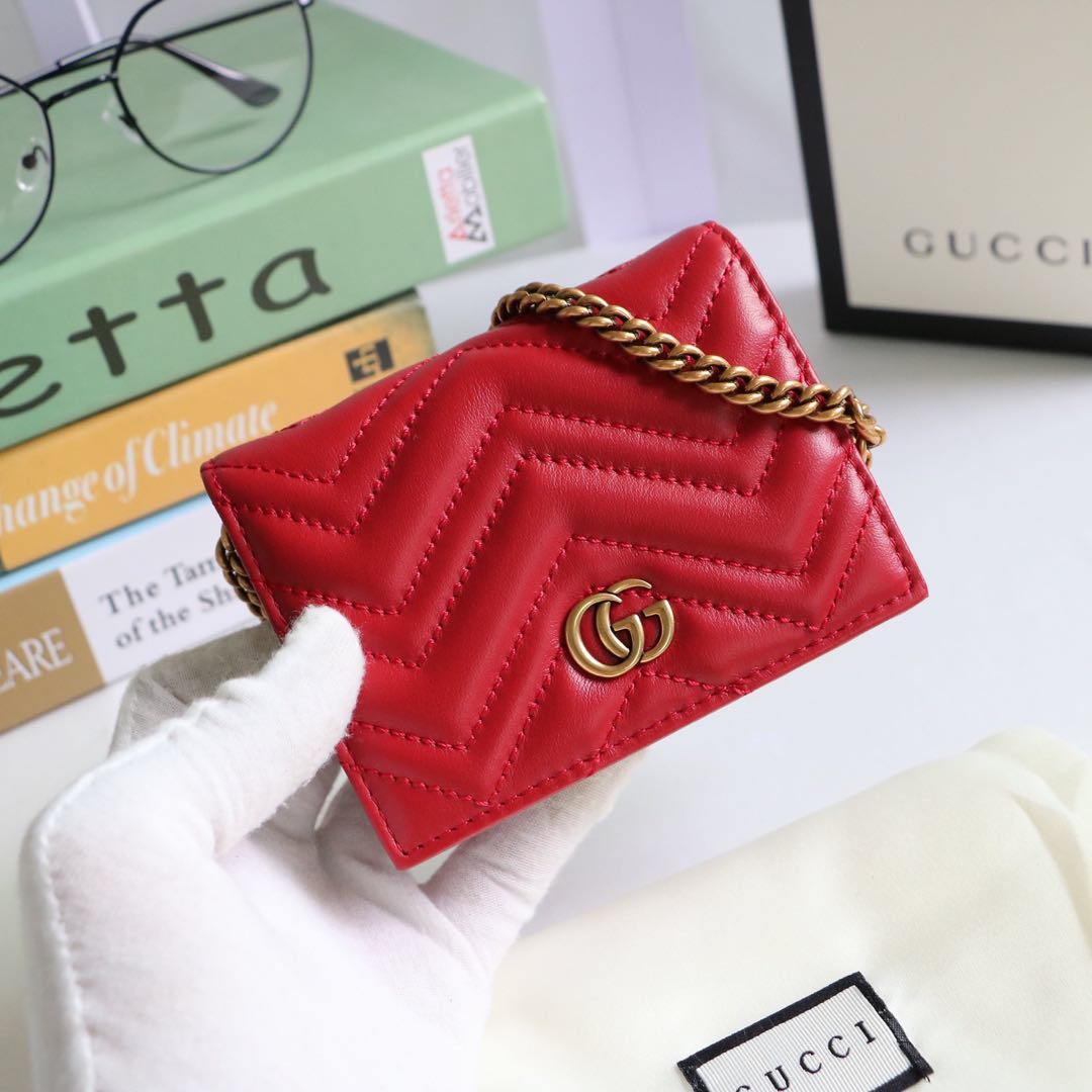 Gvc*1 gg marmont card case wallet red ‎625693 11 x 8.5 x 3 cm