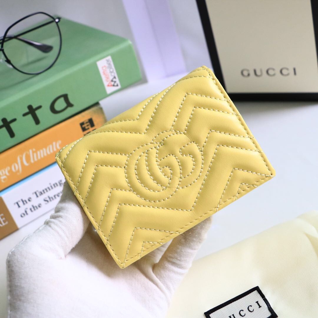Gvc*1 gg marmont card case wallet yellow pastel ‎625693 11 x 8.5 x 3 cm