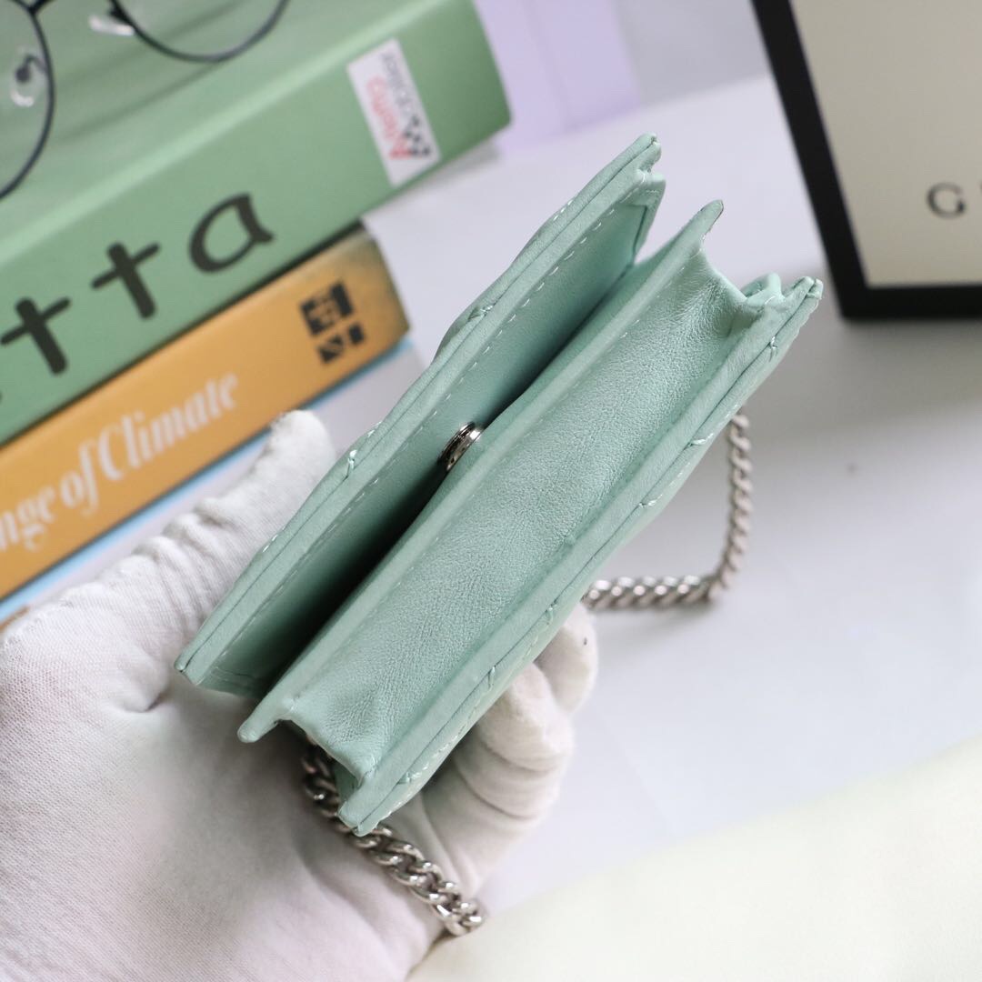 Gvc*1 gg marmont card case wallet light green pastel ‎625693 11 x 8.5 x 3 cm