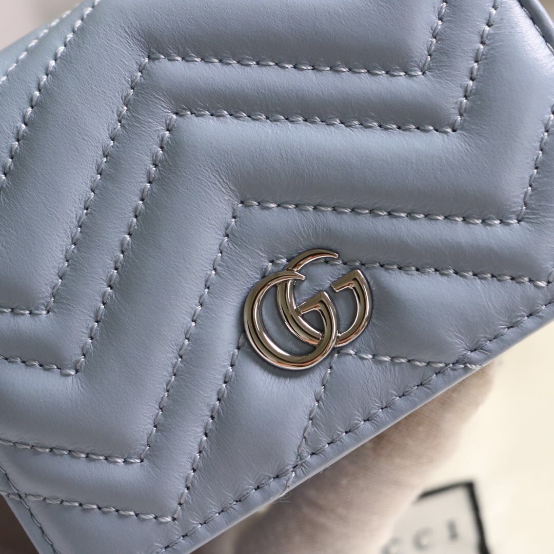 Gvc*1 gg marmont card case wallet light blue pastel ‎625693 11 x 8.5 x 3 cm