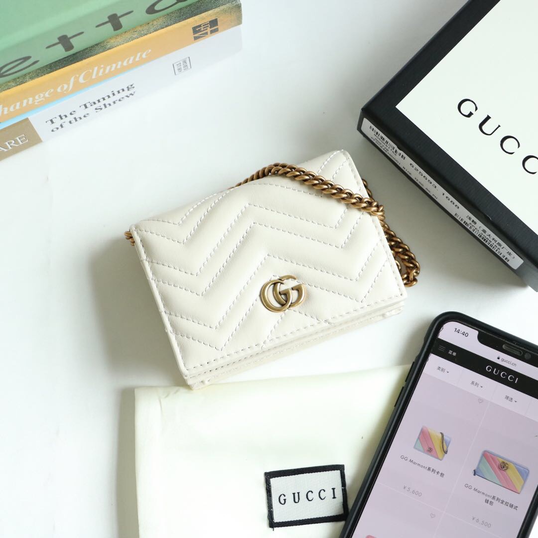 Gvc*1 gg marmont card case wallet white ‎625693 11 x 8.5 x 3 cm