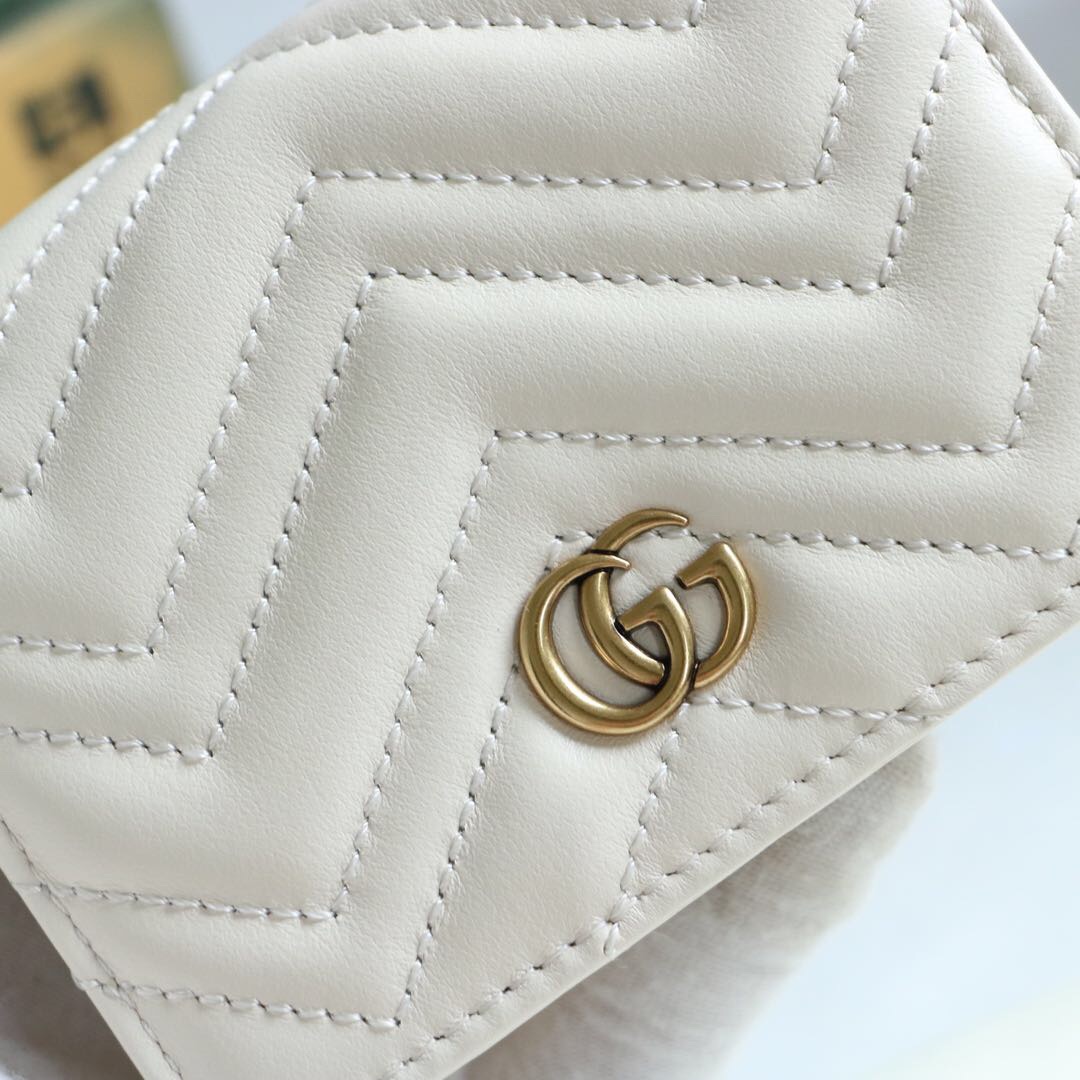 Gvc*1 gg marmont card case wallet white ‎625693 11 x 8.5 x 3 cm
