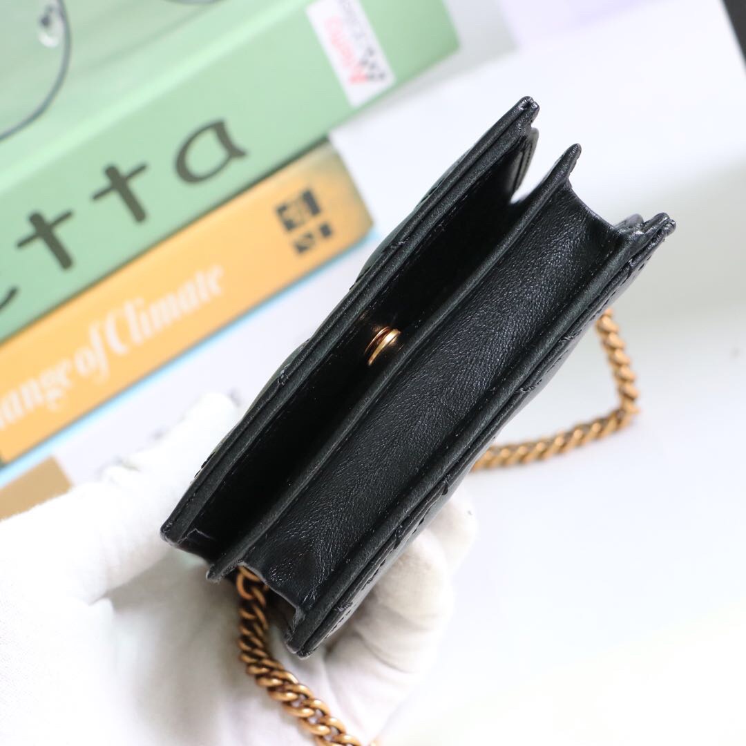 Gvc*1 gg marmont card case wallet black ‎625693 11 x 8.5 x 3 cm