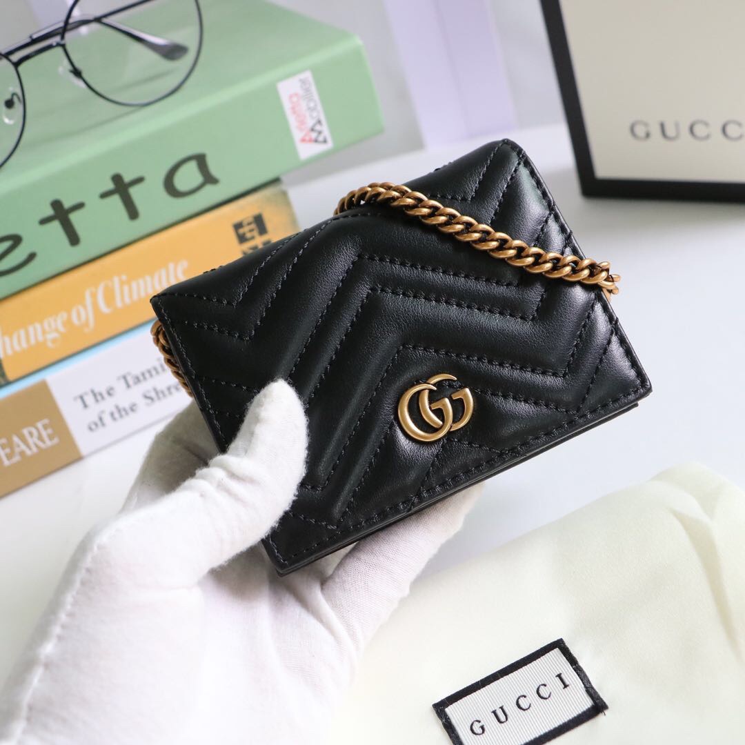 Gvc*1 gg marmont card case wallet black ‎625693 11 x 8.5 x 3 cm