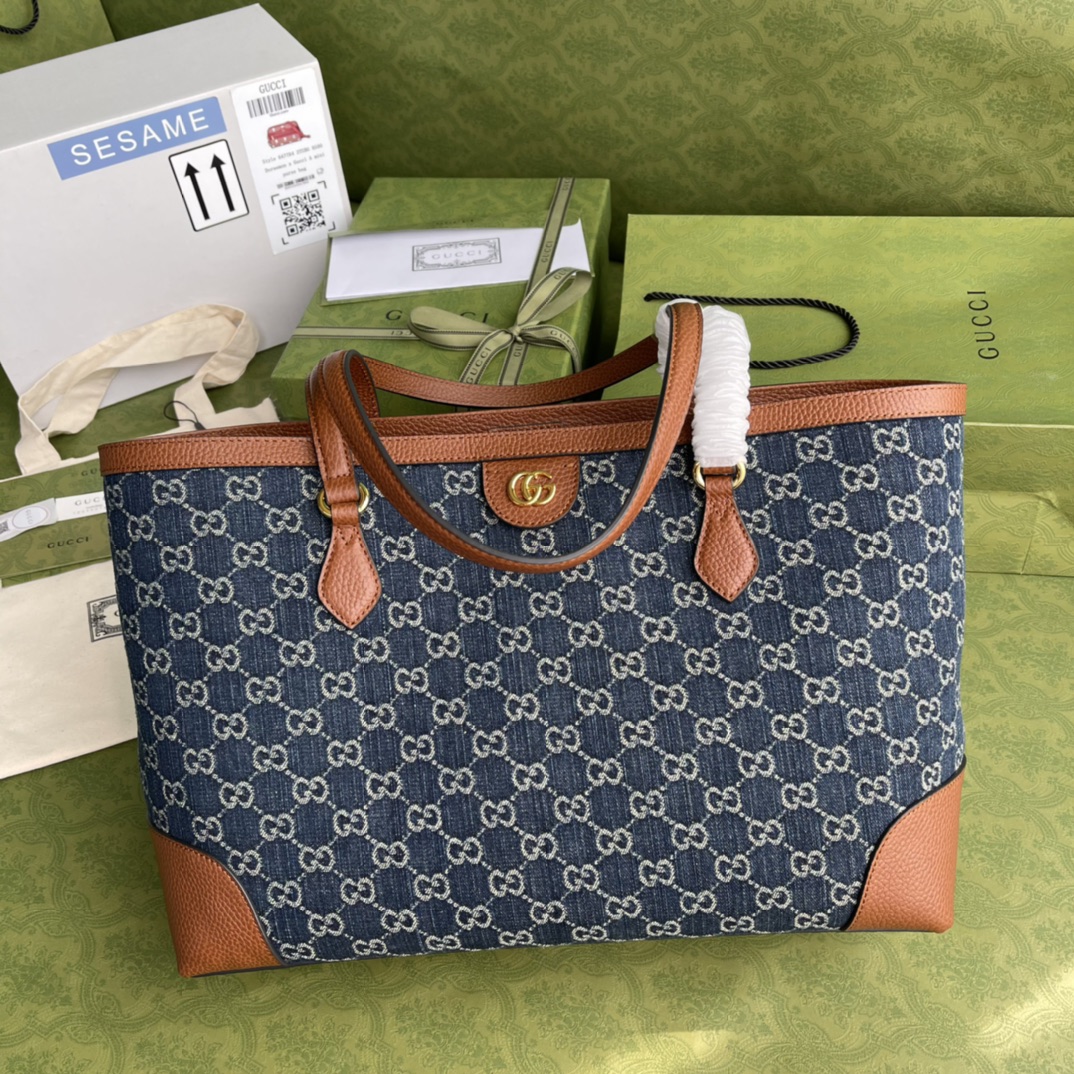 gvc*1 ophidia gg medium tote blue and ivory De*1m 631685 38 x 28 x 14 cm