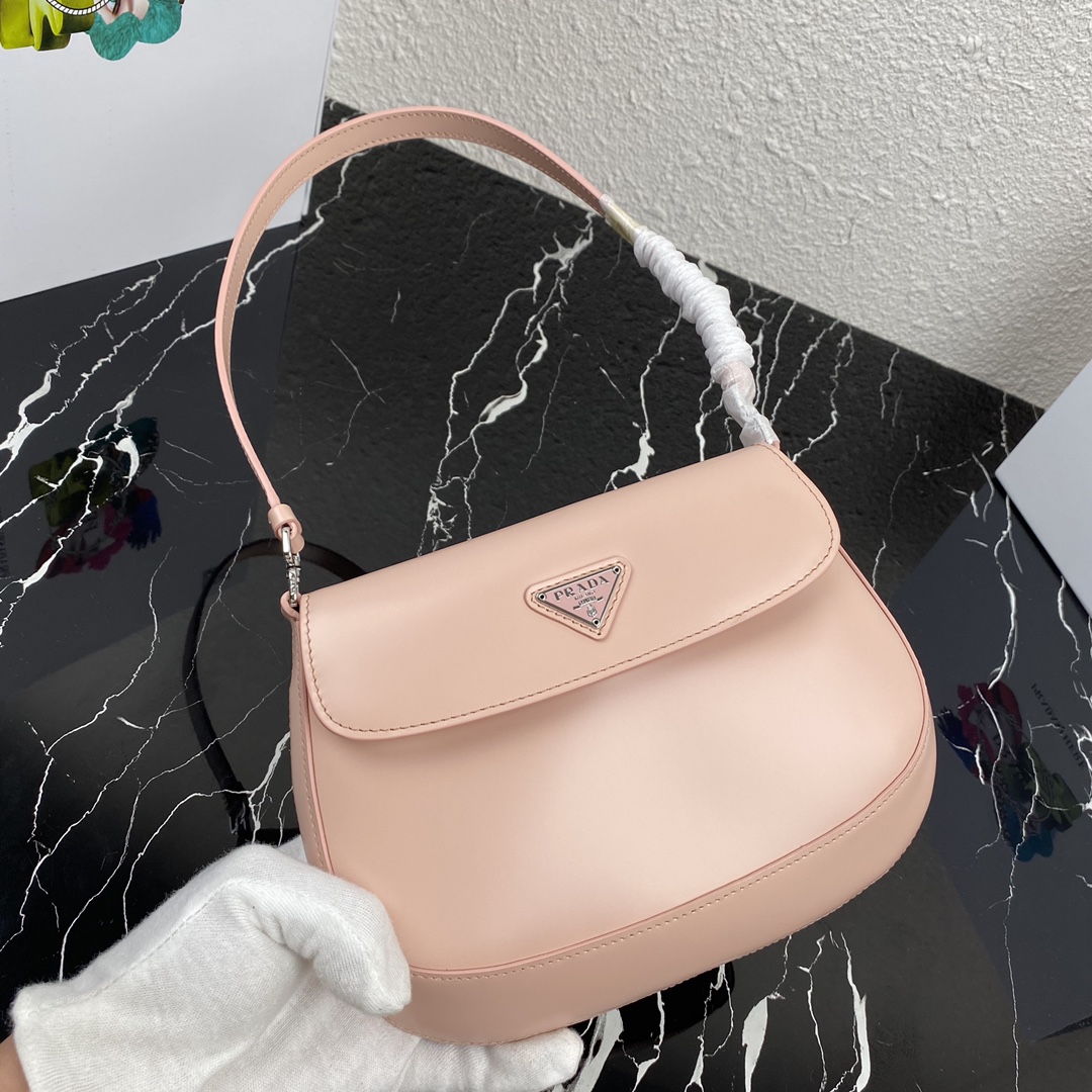 Pra*a cleo brushed leather shoulder bag with flap orchid pink 1bd311 23 x 18 x 2.5 cm