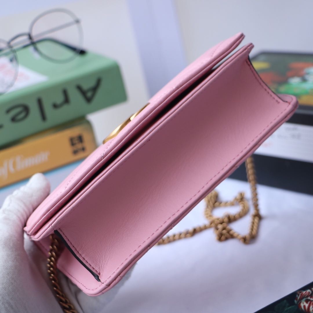 Gvc*1 gg marmont mini bag pink pastel leather 488426 18 x 10 x 5 cm