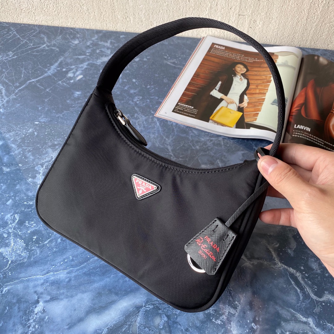 Pra*a re-edition 2000 nylon mini bag black and red 1ne515 23 × 17 × 6 cm