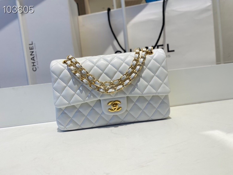 ch**el flap bag white & G01den chain a01112 25cm