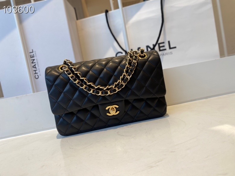 ch**el flap bag black & G01den chain a01112 25cm