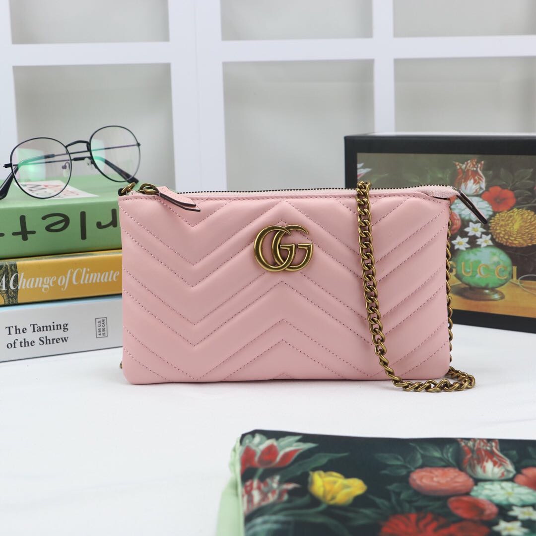 Gvc*1 gg marmont mini chain bag flamingo 443447 22 x 13 x 3.5 cm