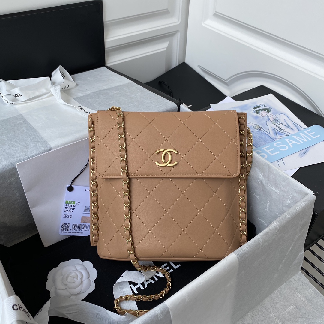 Ch**el large hobo bag beige as2542 23 x 25.5 x 8cm