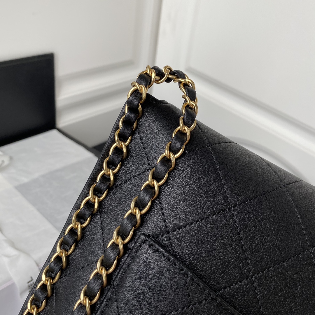Ch**el large hobo bag black as2542 23 x 25.5 x 8cm