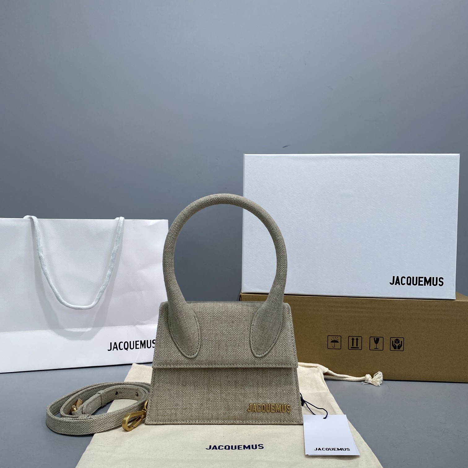 Ja*qvemvs le chiquito medium canvas micro bag 213ba02 18 x 15.5 x 8 cm