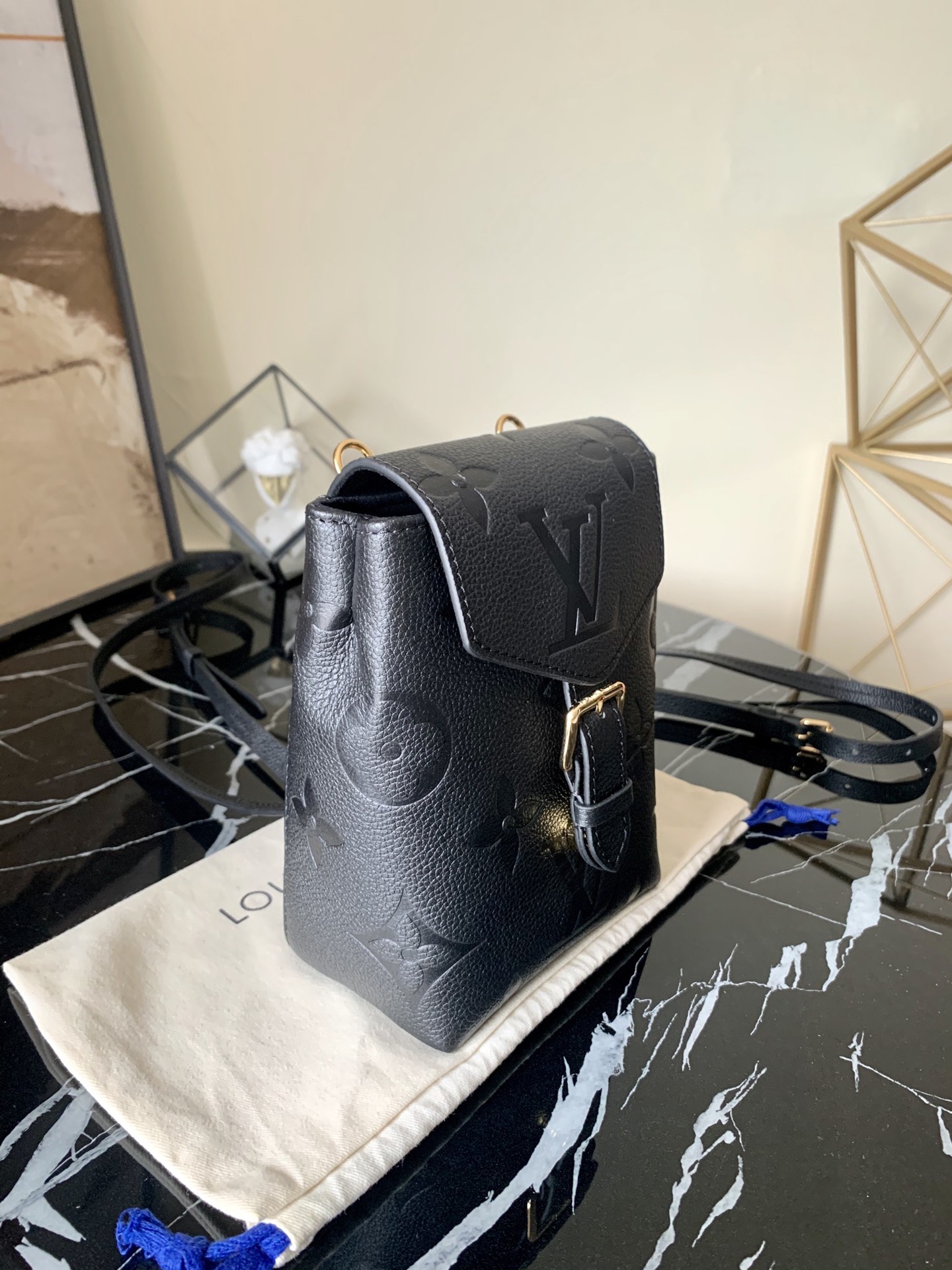 l0vis Vvtt0n tiny backpack monogram canvas black 13 x 19 x 8 cm