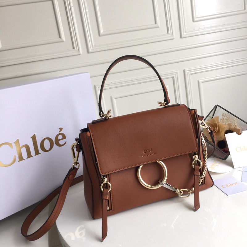 Ch10É medium faye day bag tan chc17ws321 32.5 x 25 x 13 cm  double carry bag in smooth & suede calfskin