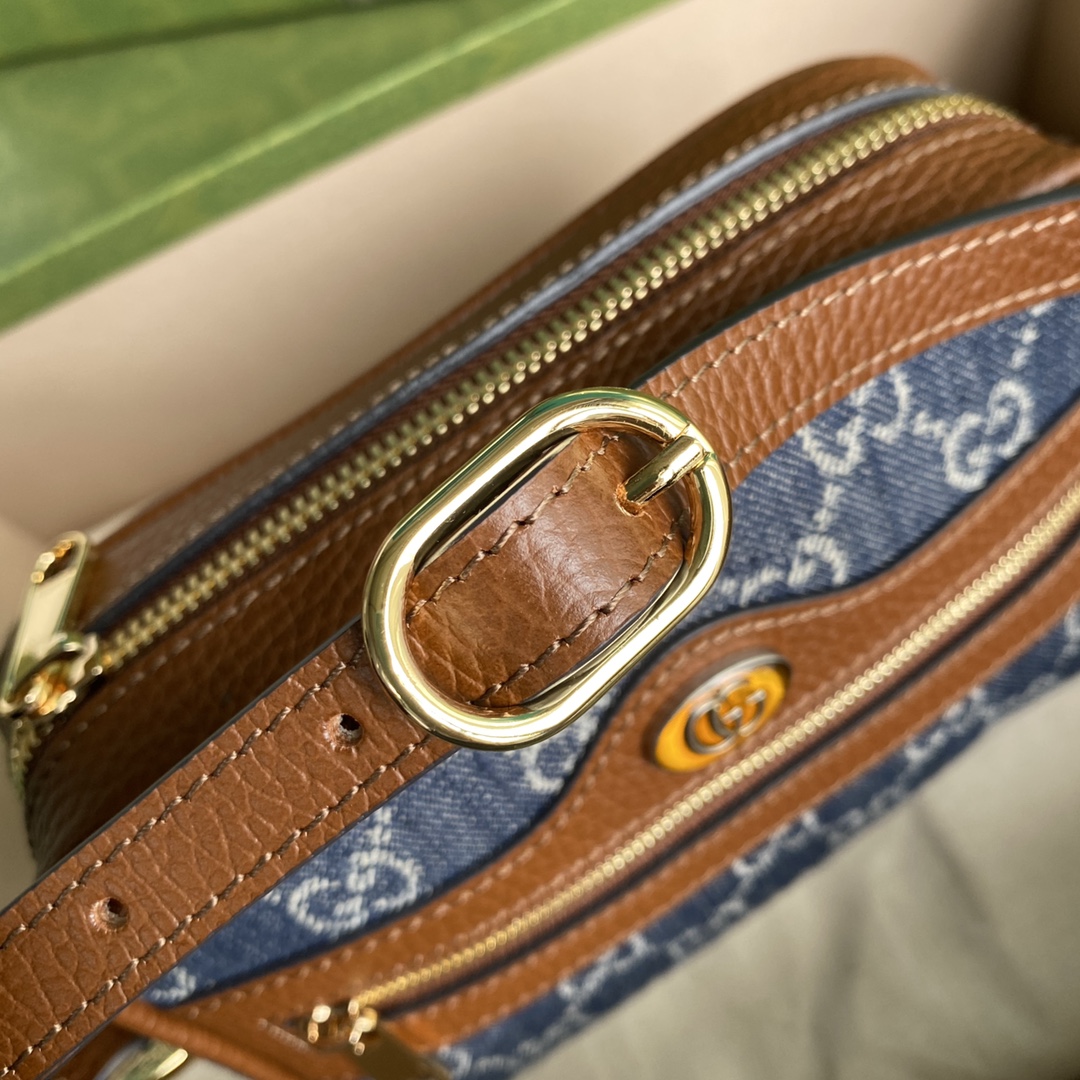 Gvc*1 ophidia gg mini bag blue and ivory 517350 17.5 x 12 x 5.5 cm