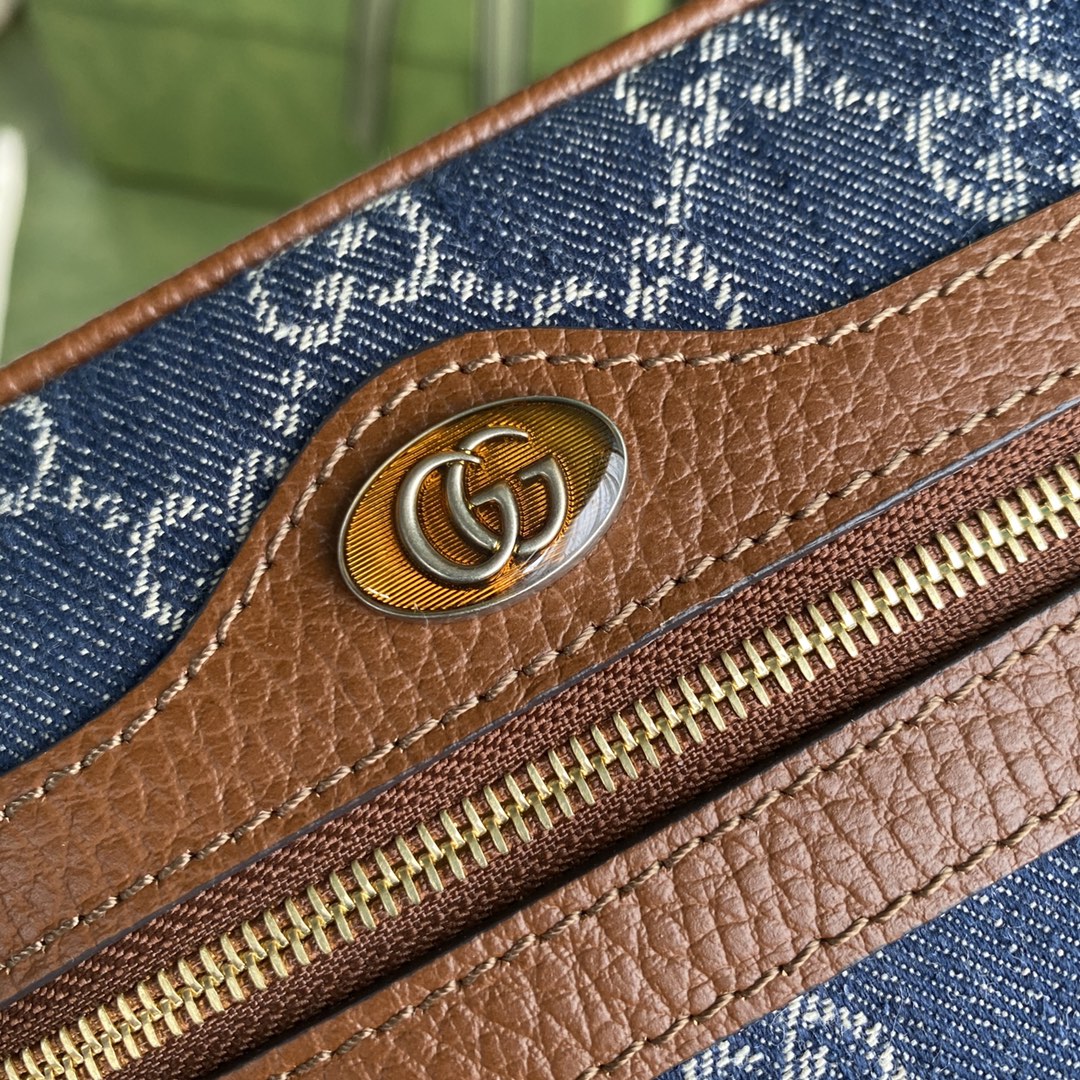 Gvc*1 ophidia gg mini bag blue and ivory 517350 17.5 x 12 x 5.5 cm