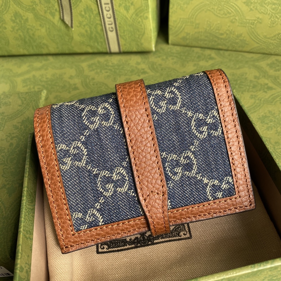 Gvc*1 jackie 1961 card case wallet blue and ivory ‎645536 11 × 8.5 x 3 cm