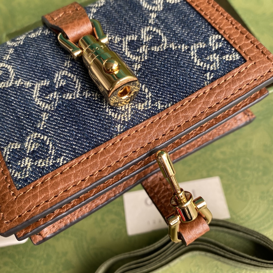 Gvc*1 jackie 1961 card case wallet blue and ivory ‎645536 11 × 8.5 x 3 cm