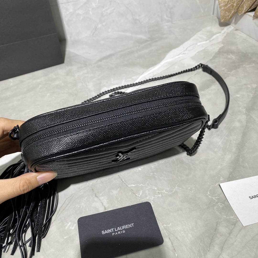 Y51 lou mini bag in quilted grain de poudre embossed leather black 6125791 18 × 10 × 5 cm