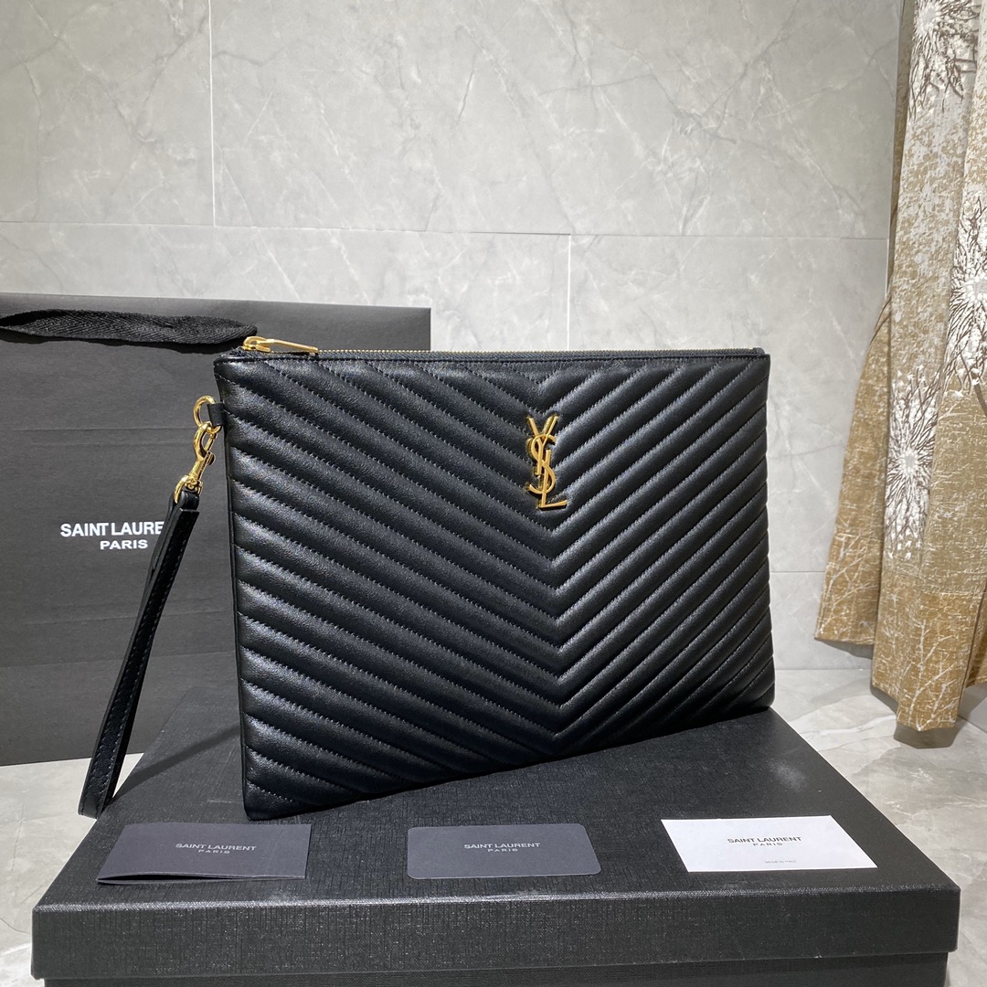 Y51 monogram document holder in matelassÉ leather black 440222 36 x 24.5 x 2.5 cm