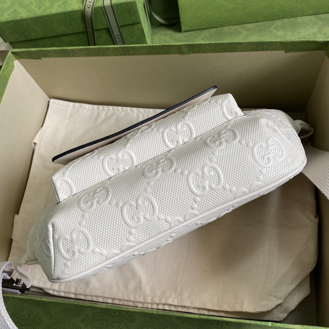 Gvc*1 gg embossed belt bag leather white 645093 28 × 18 × 8 cm