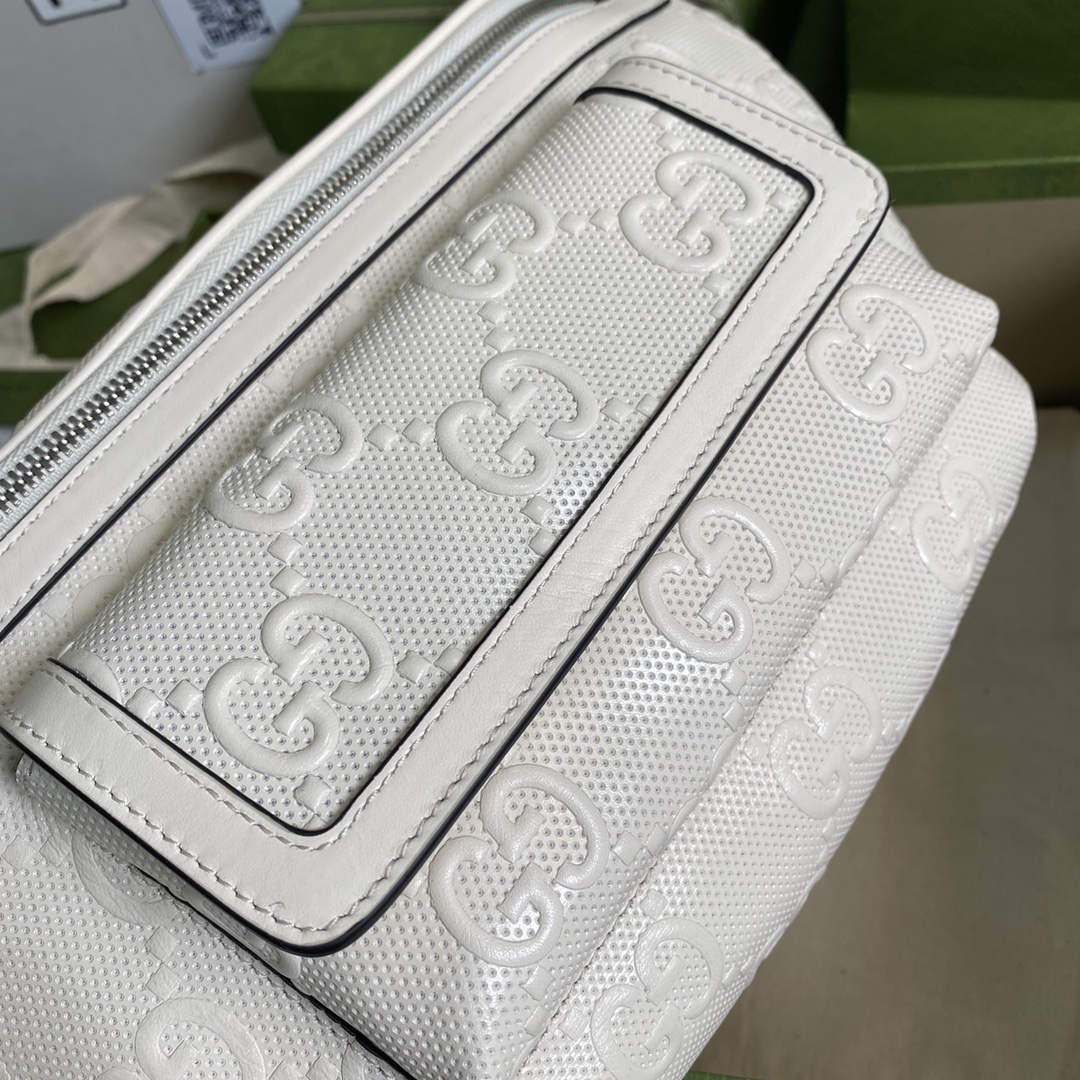 Gvc*1 gg embossed belt bag leather white 645093 28 × 18 × 8 cm
