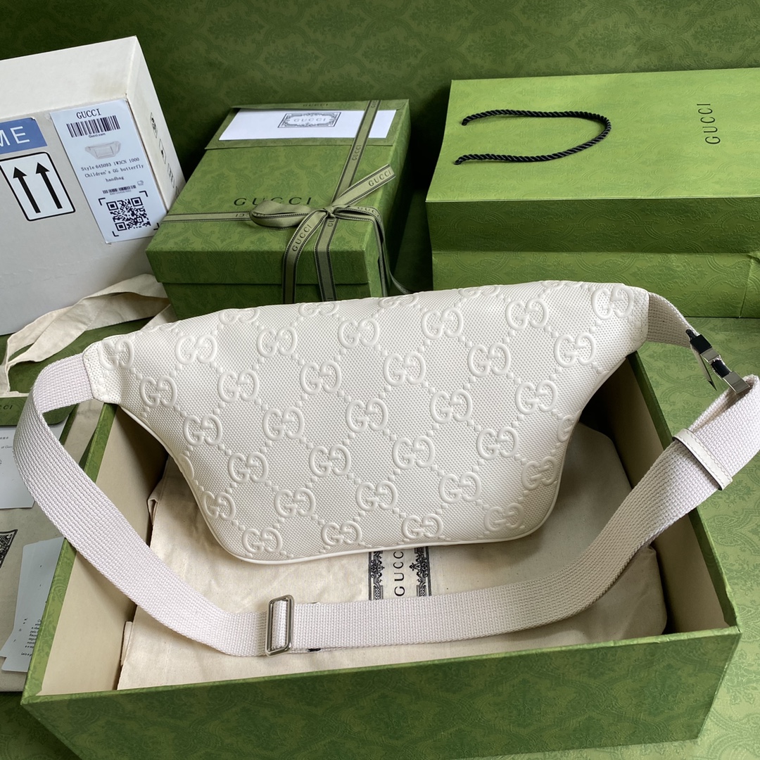Gvc*1 gg embossed belt bag leather white 645093 28 × 18 × 8 cm