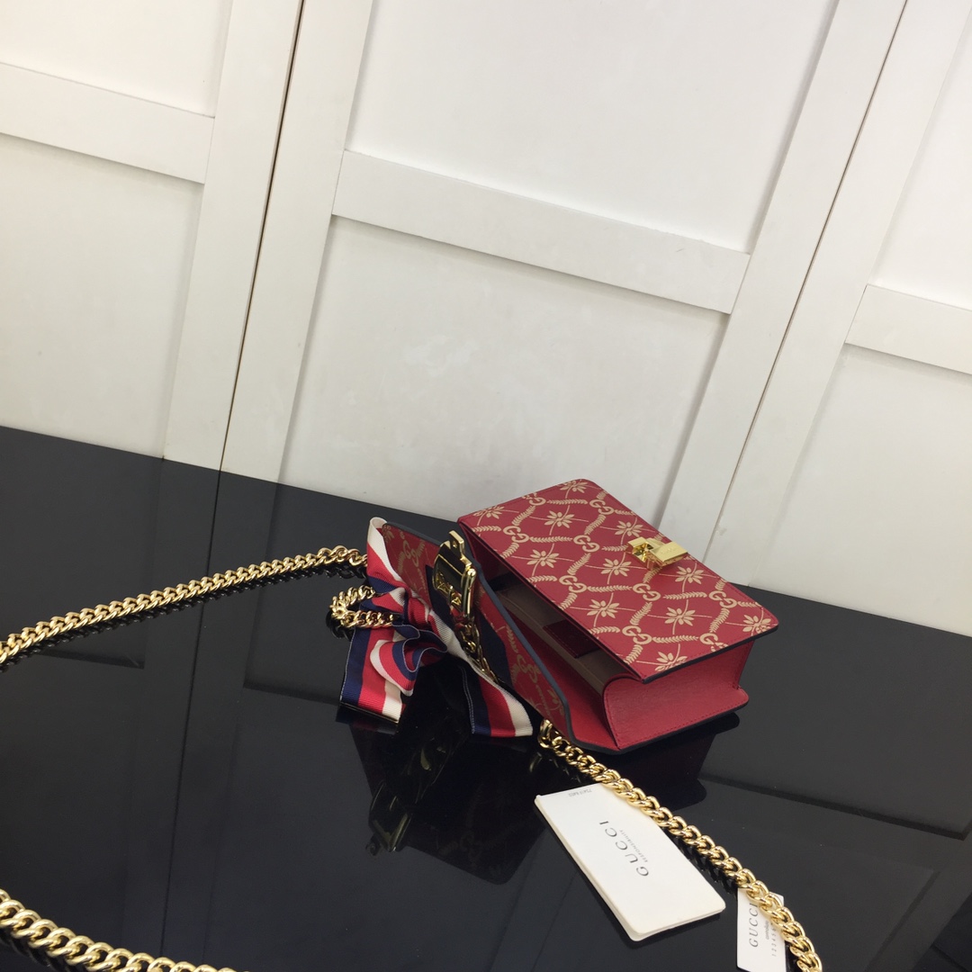 Gvc*1 mini sylvie chain bag red leather 431666 19 x 14 x 7.5 cm