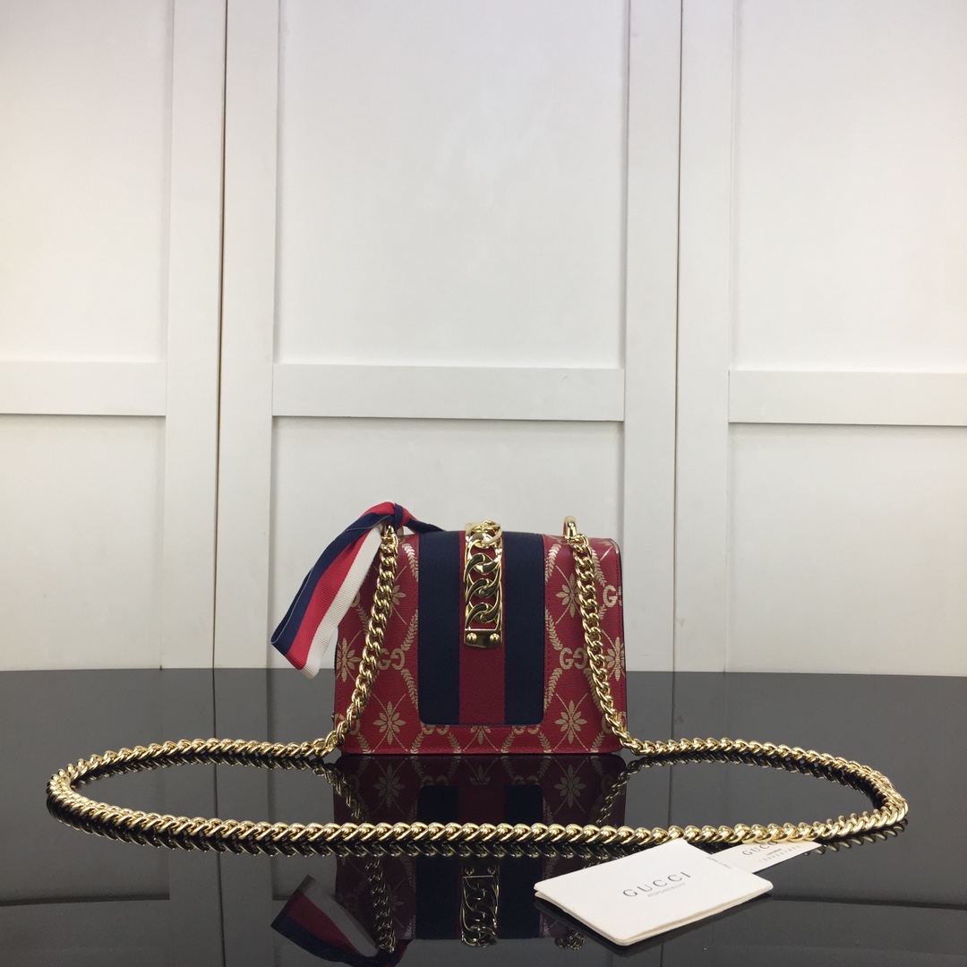 Gvc*1 mini sylvie chain bag red leather 431666 19 x 14 x 7.5 cm