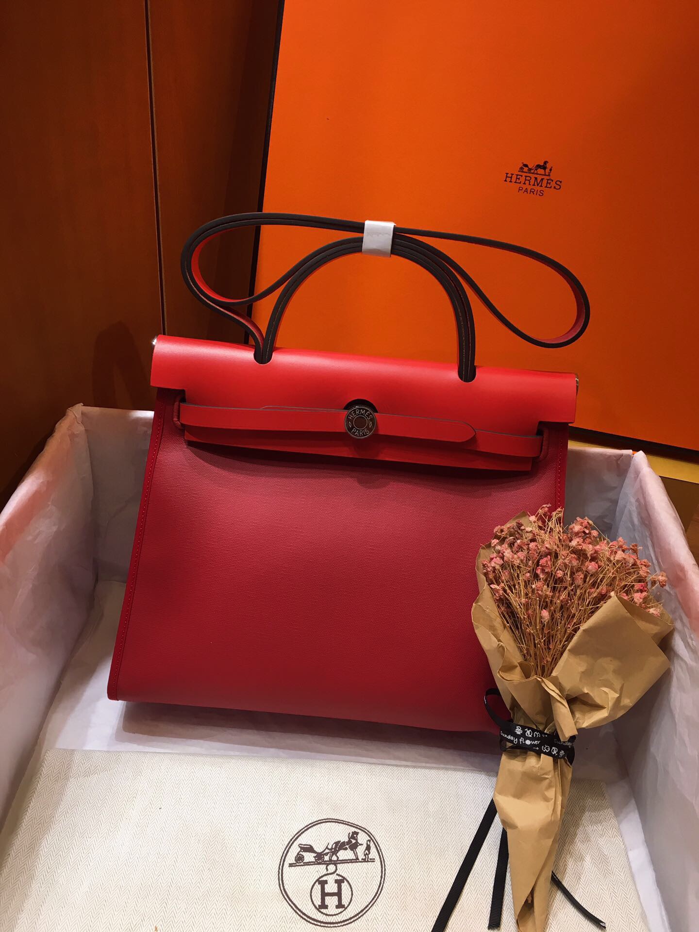 H**me5 herbag zip 31 pm retourne bag rouge casaque 078971 25 x 31 x 10 cm