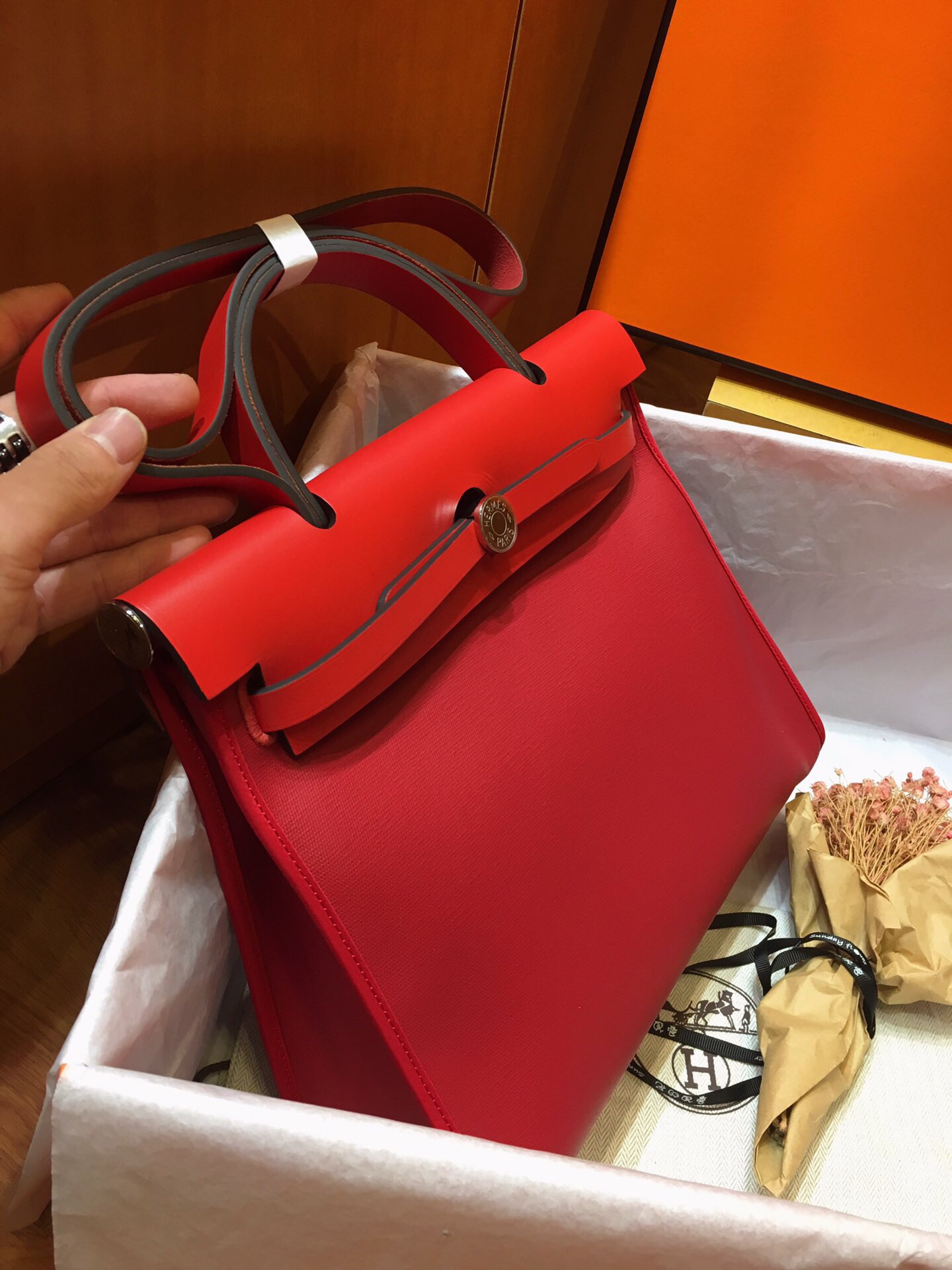 H**me5 herbag zip 31 pm retourne bag rouge casaque 078971 25 x 31 x 10 cm