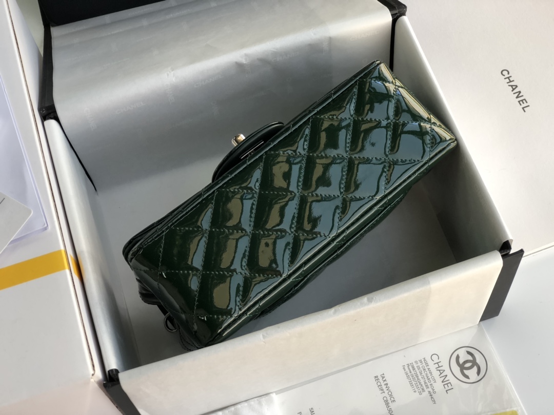 Ch**el cf mini patent calfskin & silver metal forest bag 20cm