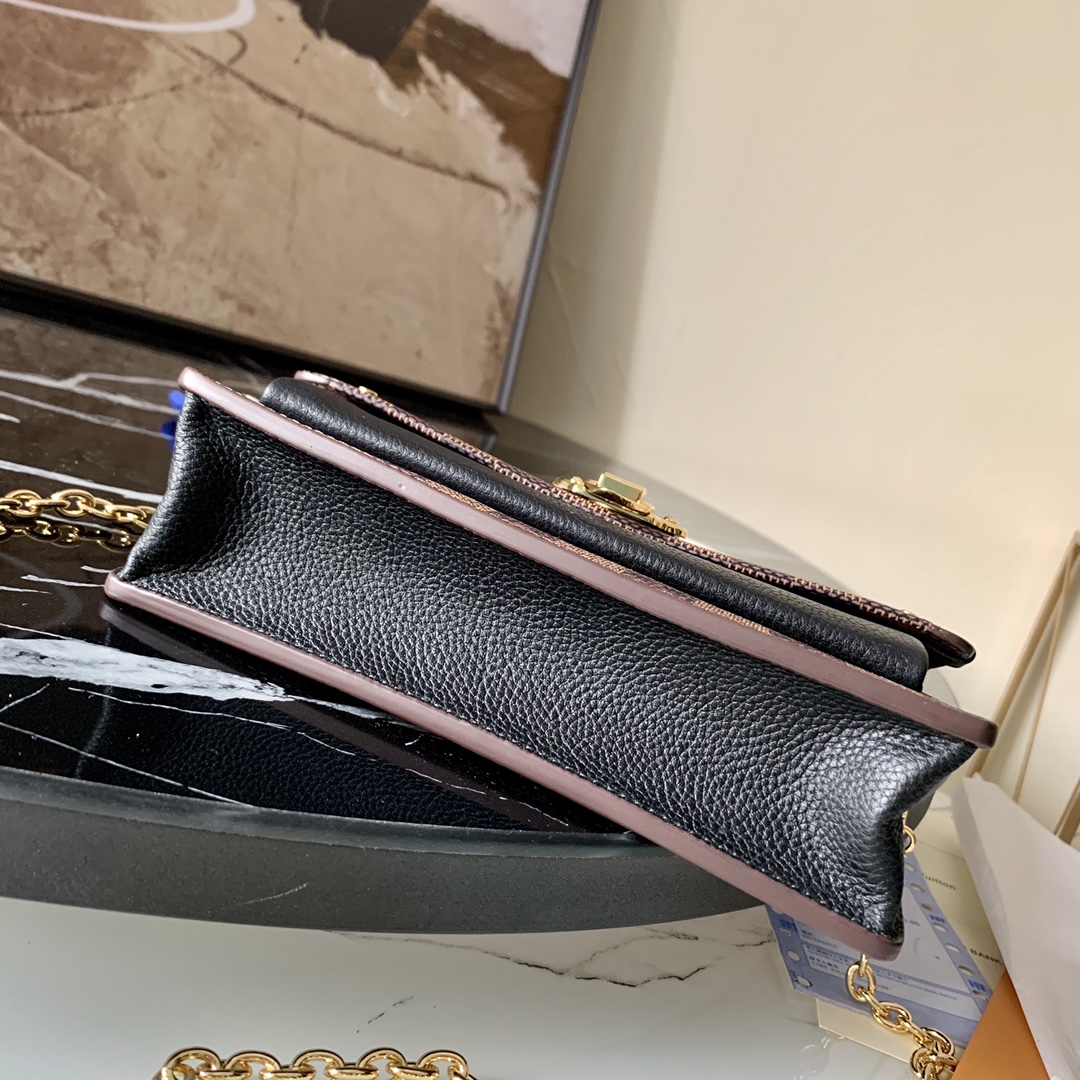 l0vis Vvtt0n vavin chain wallet damier ebene canvas noir n60221 19 x 12.5 x 4 cm