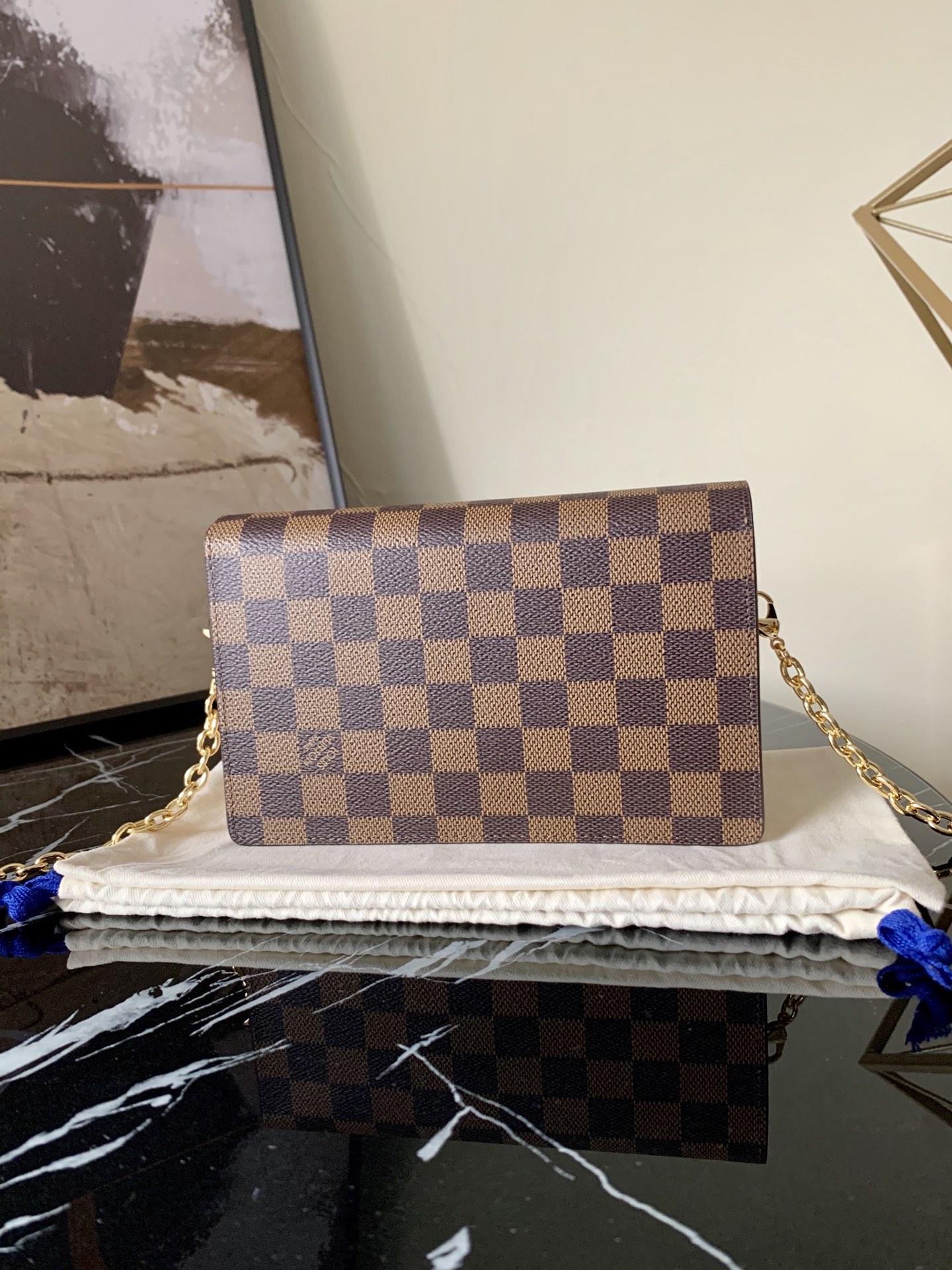 l0vis Vvtt0n vavin chain wallet damier ebene canvas creme n60237 19 x 12.5 x 4 cm