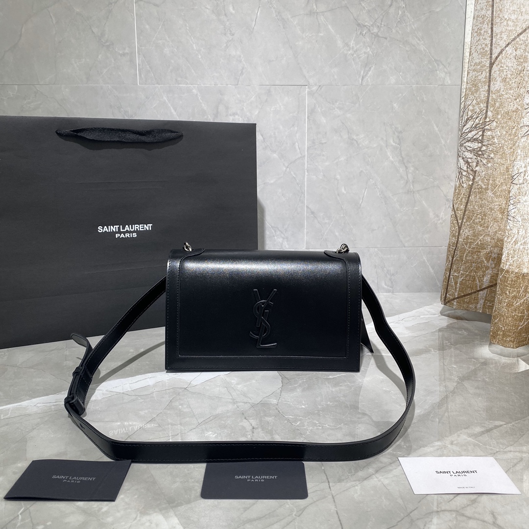 Y51 book bag in smooth leather black metal 532756 24 × 14 × 8 cm