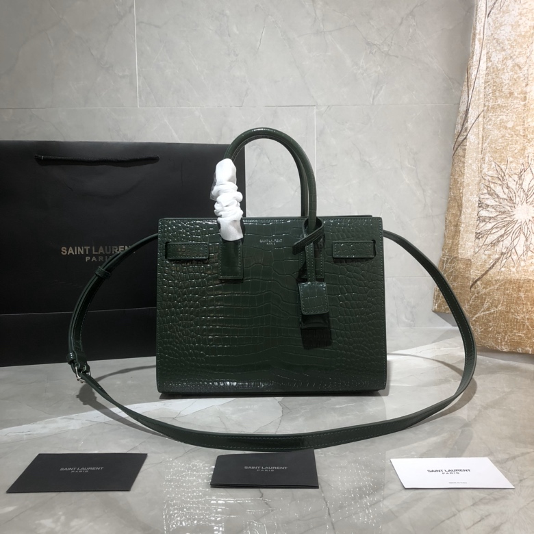 Y51 classic sac de jour baby in crocodile embossed matte leather forest 421863 26 x 20.5 x 12.5 cm