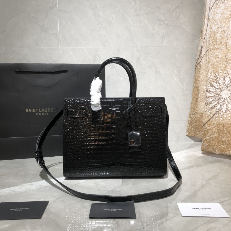 Y51 classic sac de jour baby in crocodile embossed matte leather black 421863 26 x 20.5 x 12.5 cm