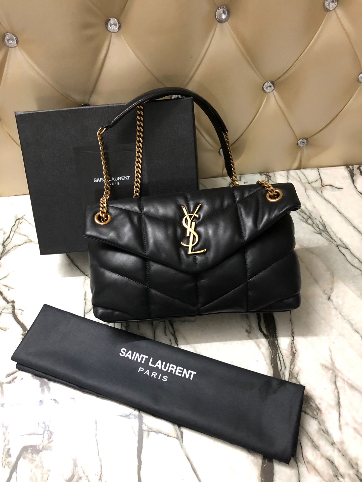 y51 puffer small bag in quilted lambskin black and G01den chain 5774761 29 x 17 x 11 cm