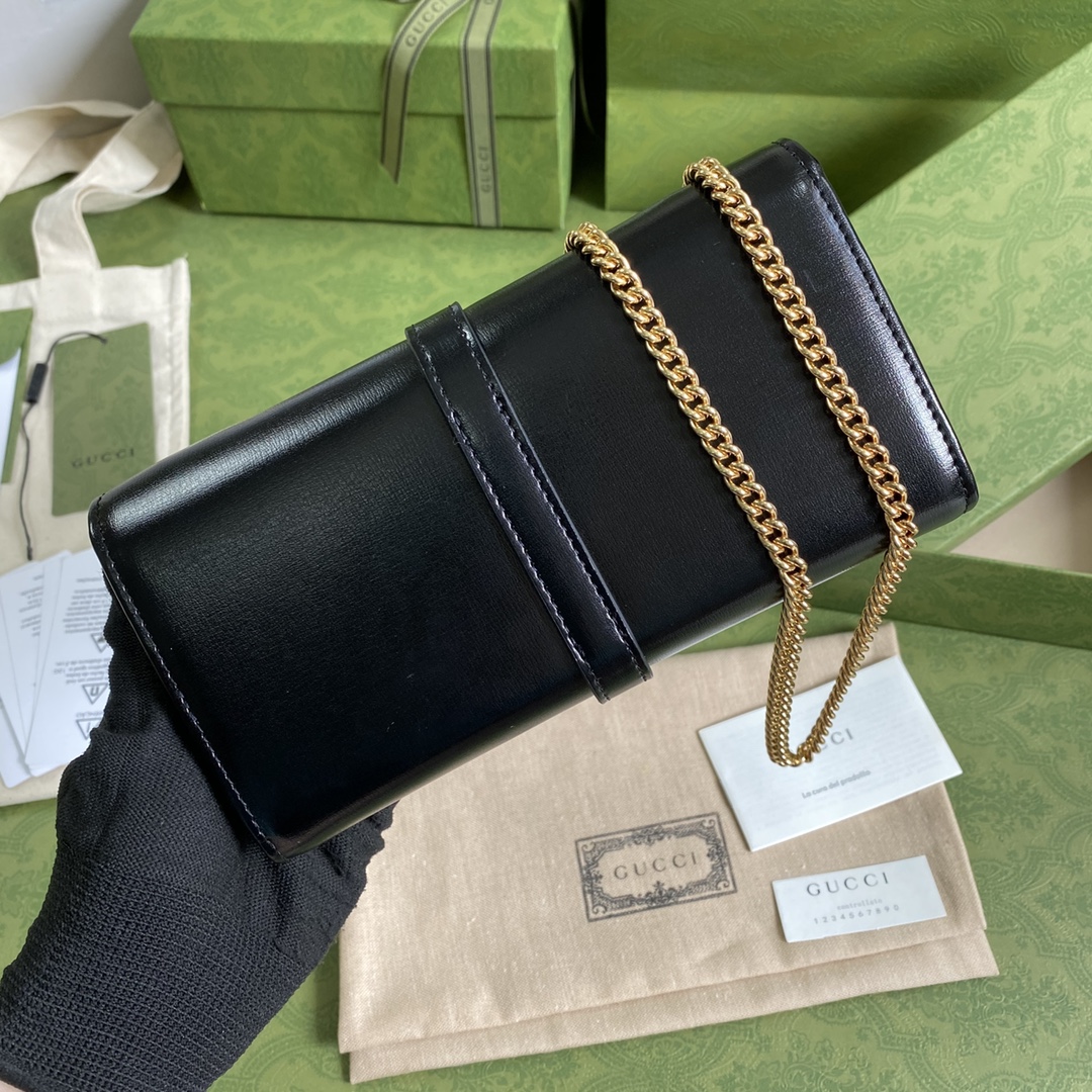 Gvc*1 jackie 1961 chain wallet black leather 652681 19 x 10 x 3.5 cm