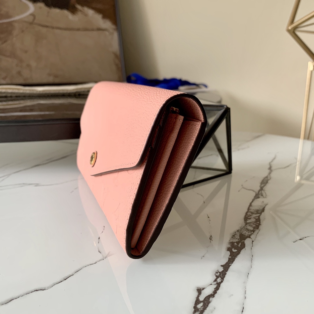 l0vis Vvtt0n sarah wallet monogram empreinte leather rose poudre m64082 19 x 10 x 2 cm