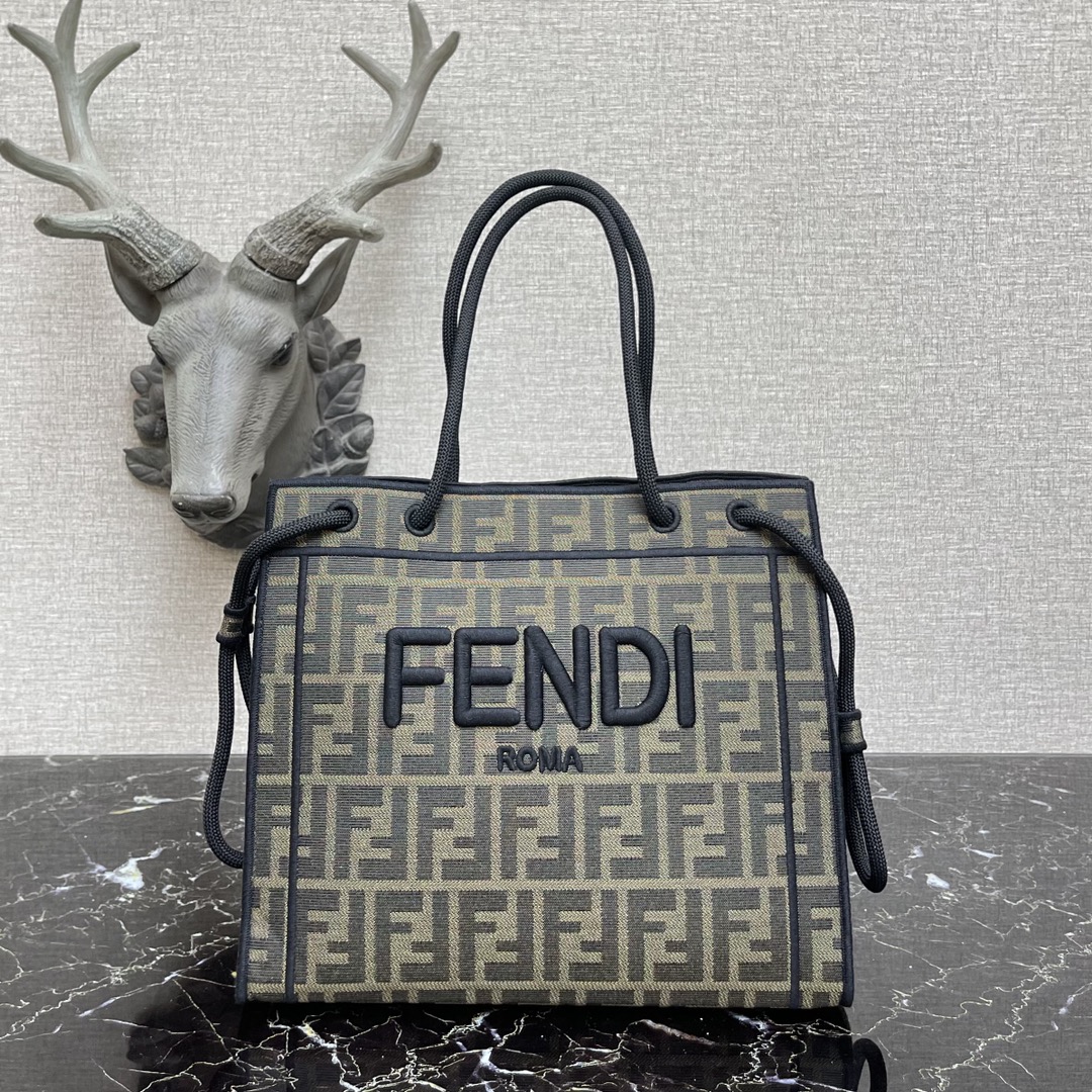 F**di medium roma tote bag light gray 8bh380aei1