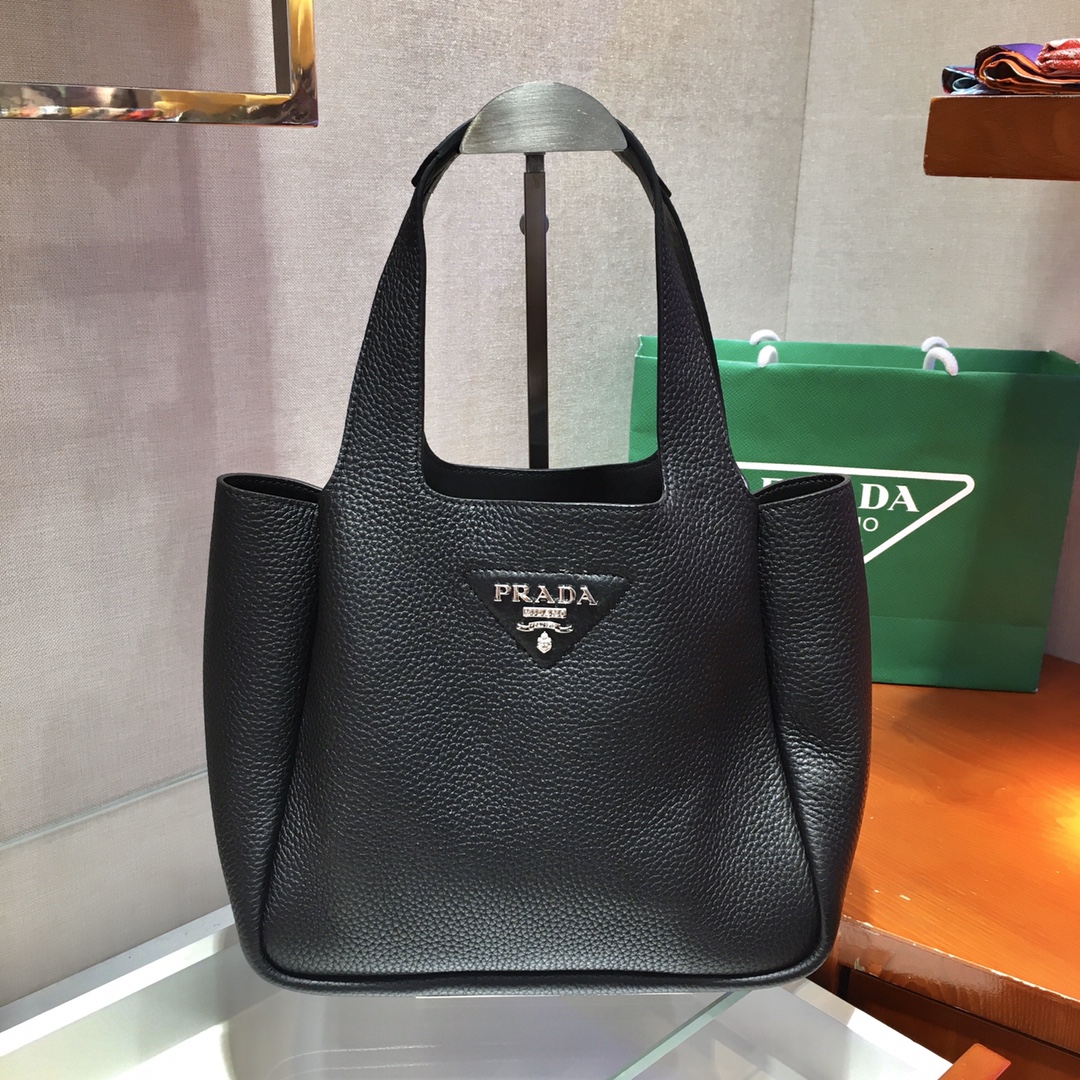 Pra*a dynamique leather handbag black 1bg335 25 x 21.5 x 14 cm