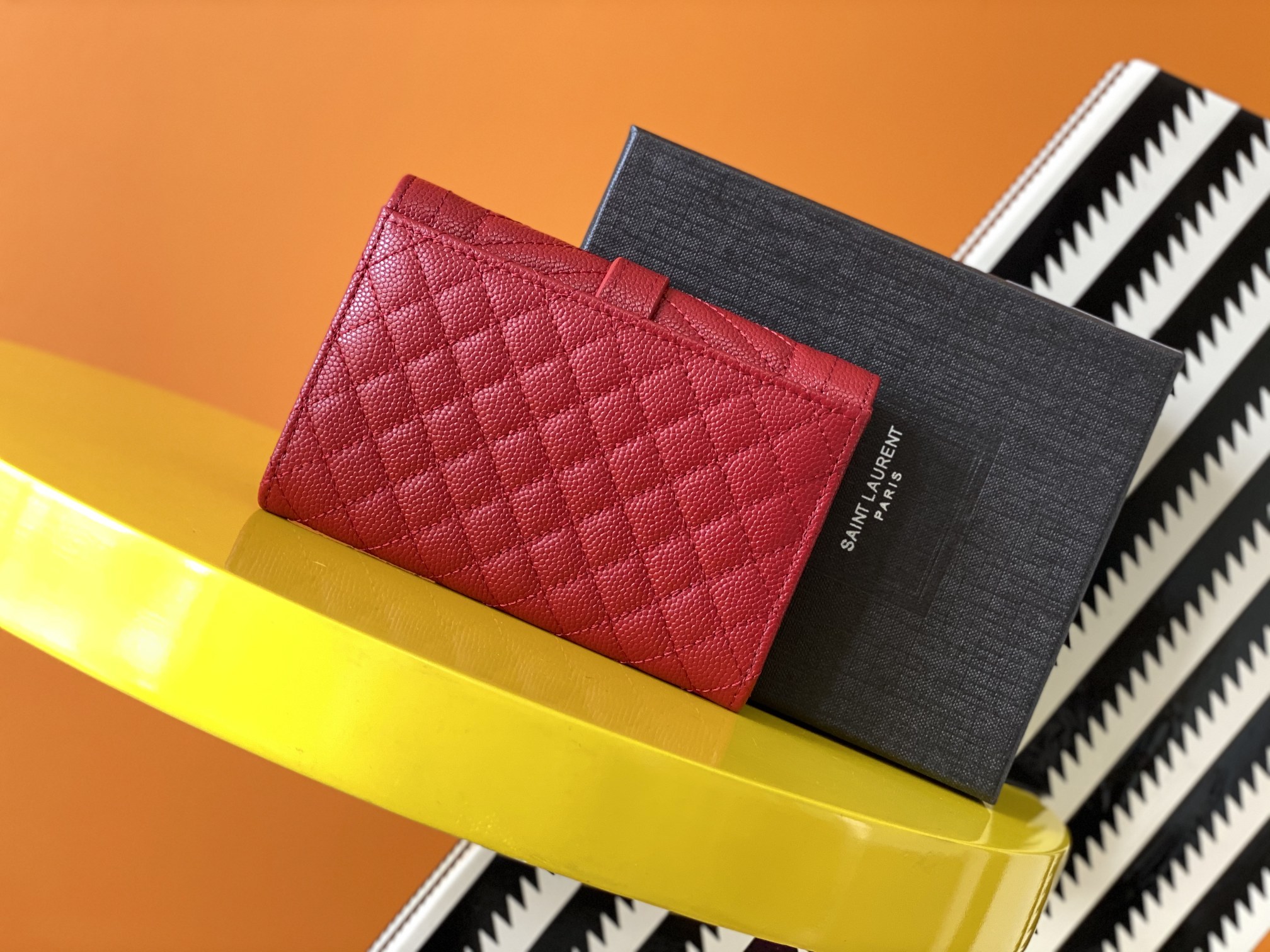 Y51 monogram small envelope wallet in mix quilted grained leather red 651026 13,5 x 9,5 x 3 cm