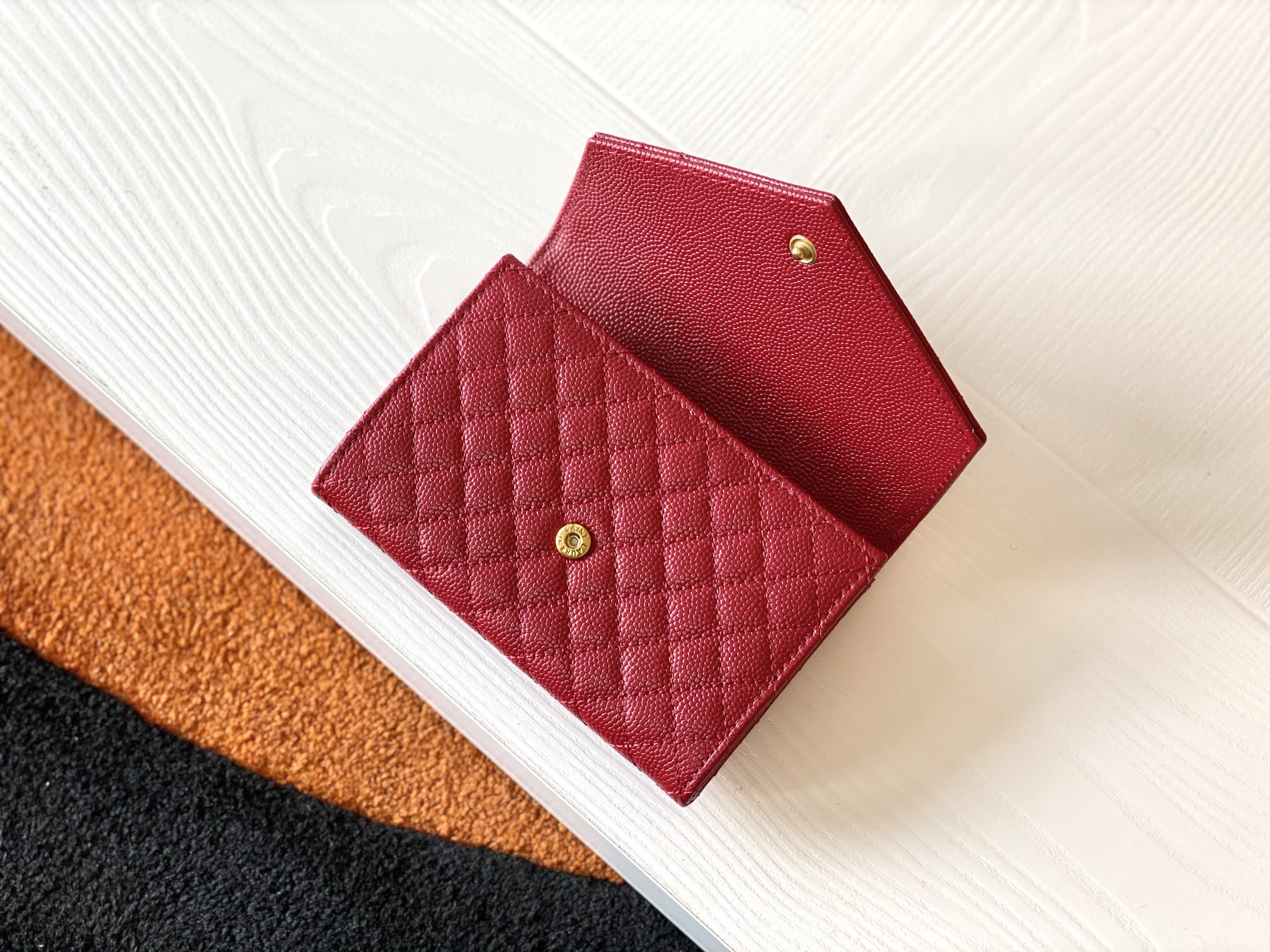Y51 monogram small envelope wallet in mix quilted grained leather red 651026 13,5 x 9,5 x 3 cm