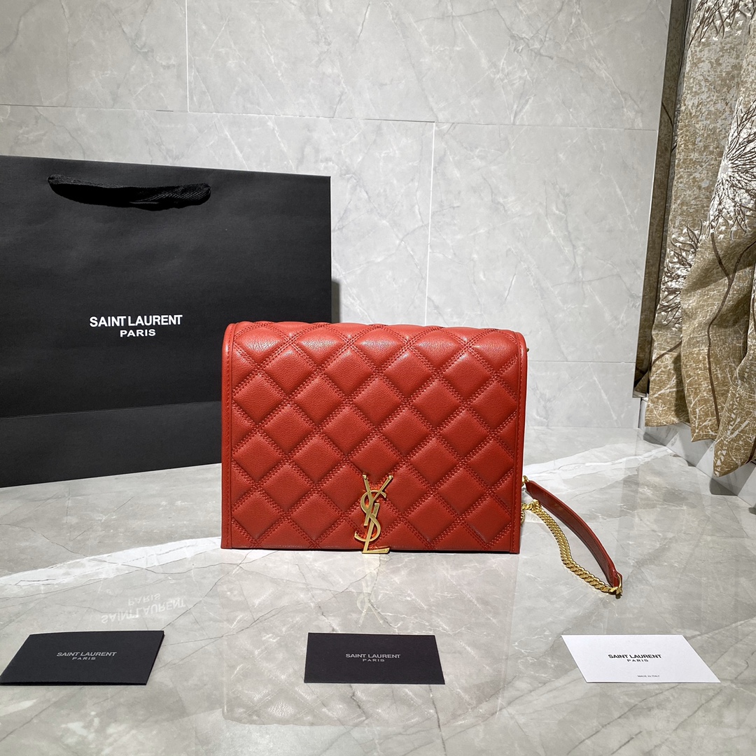 Y51 becky mini chain bag in carrÉ-quilted lambskin rouge eros 6507691 25 x 17 x 7 cm