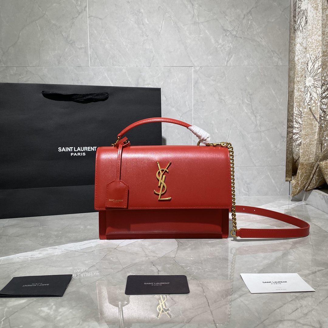 Y51 medium sunset satchel in smooth leather rouge eros 634723 25 x 18 x 5 cm