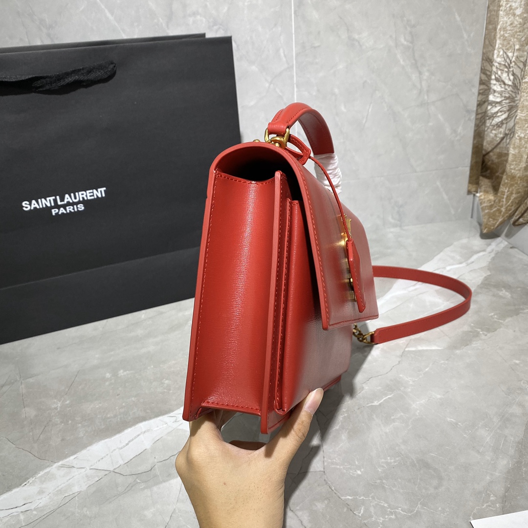 Y51 medium sunset satchel in smooth leather rouge eros 634723 25 x 18 x 5 cm